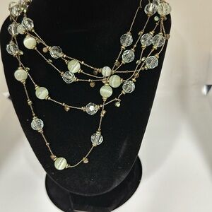 4 strand necklace blue and clear